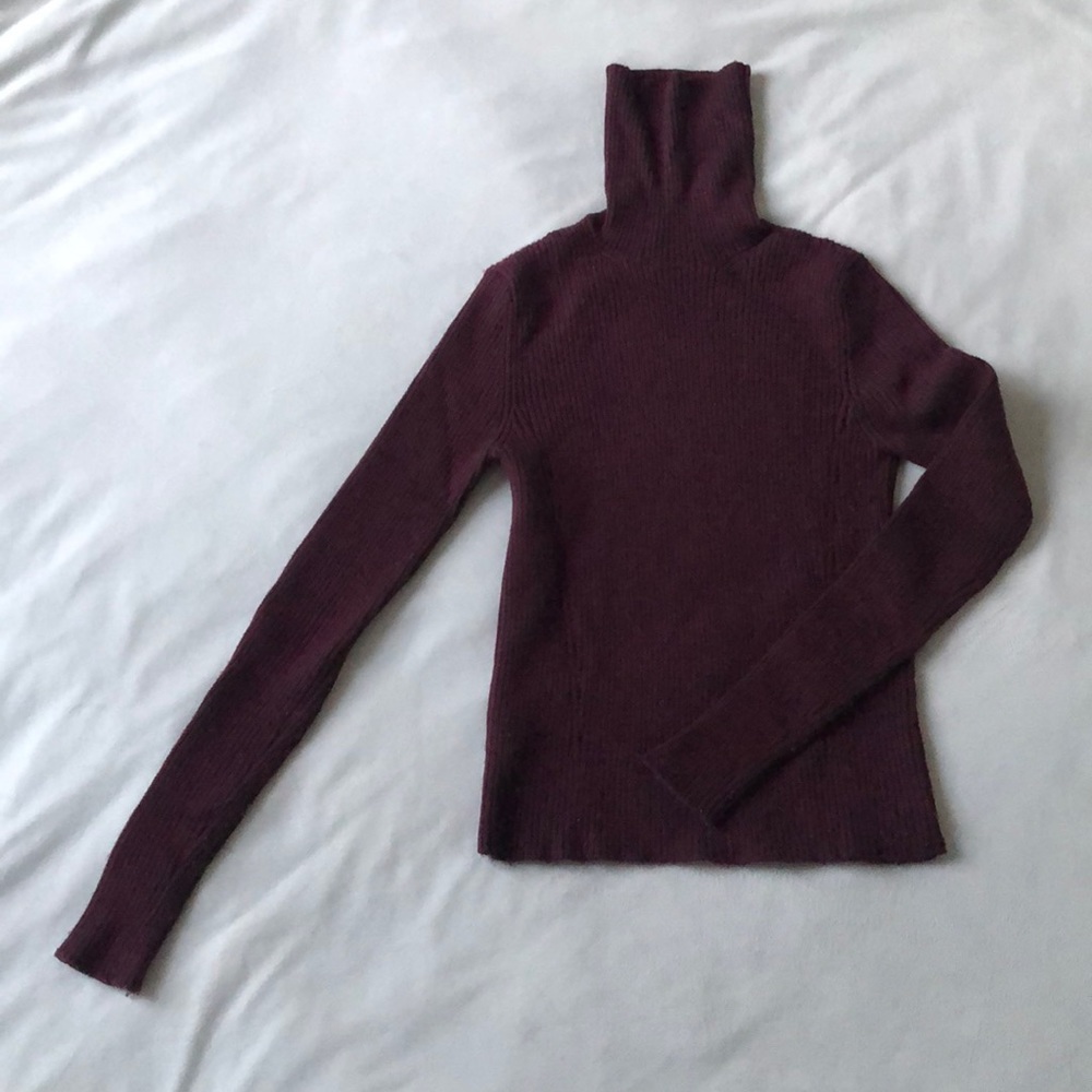 Zara burgundy red ribbed turtleneck